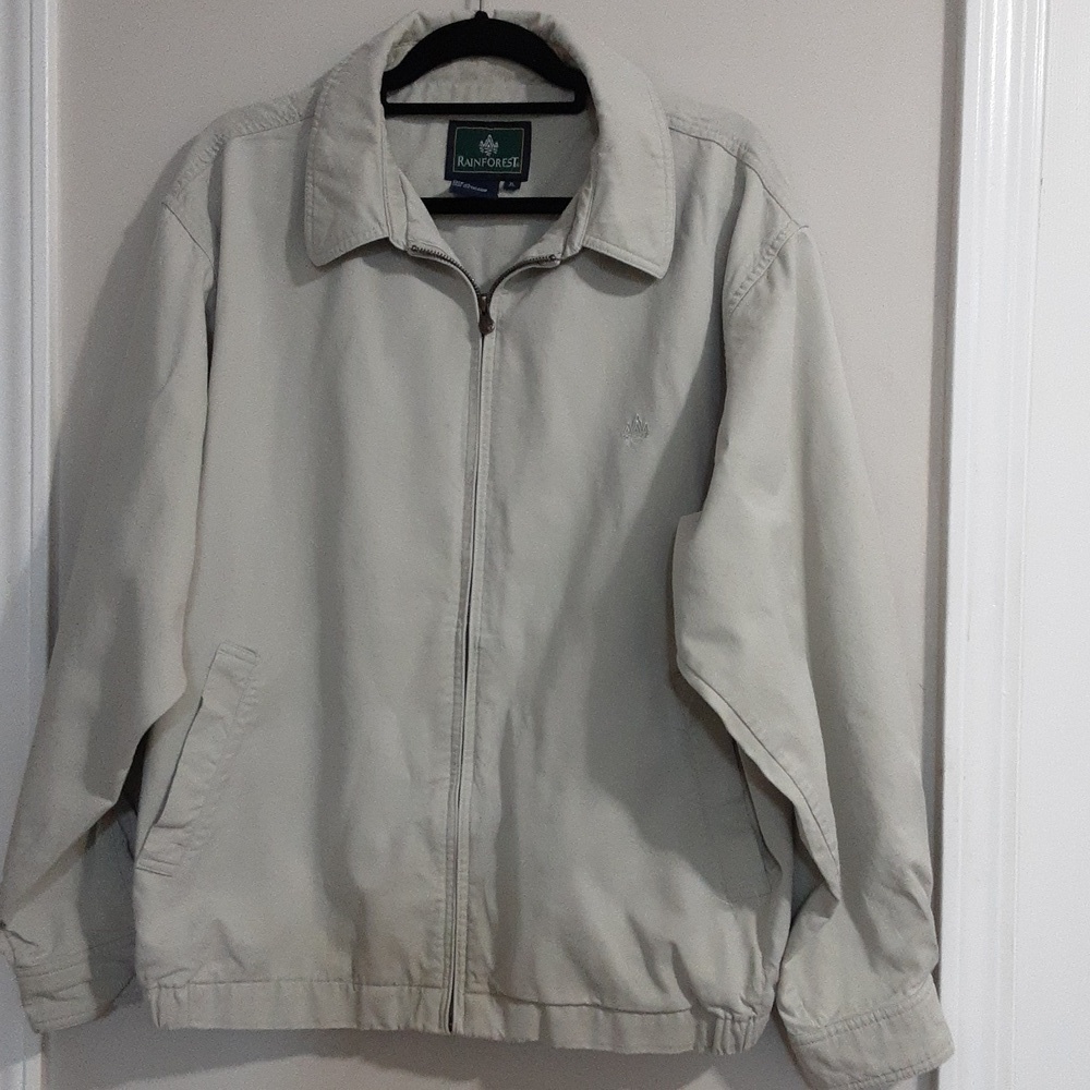 Rainforest men jacket bomber hiking outdoors utility beige XL y2k full zip retro